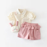 MQTIME  -  Summer New Baby Short Sleeve Shirts + Shorts 2pcs Suit Infant Girl Cute Rabbit Clothes Set Cotton Toddler Outfits