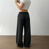 MQTIME  -  Casual Pants Woman Office Autumn Fashion Solid Colorful Waist Elastic Line Long Low Length Leg Full-Length Classical High Rise