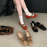 MQTIME  -  2025 Elegant Leopard Print Women Mary Jane Shoes Round Toe Bow-knot Comfort Internal Elevation Shoes Female Spring Soft Shoes