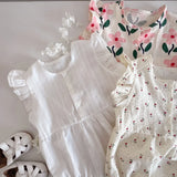 MQTIME  -  Summer Fashion Newborn Flower Fly Sleeve Bodysuit Cotton Cute Boy Girl Infant Floral Print Loose Onesie Baby Casual Clothes