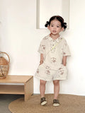 MQTIME  -  Summer New Children Short Sleeve Clothes Set Boys Girls Lapel T Shirts + Shorts 2pcs Suit Kids Cotton Yarn Casual Outfits