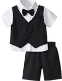 MQTIME  -  Boys Clothes Set Kids Formal Wedding Dress Suit Toddler Suit Church Photoshoot Funeral Ring Bearer Outfit Shorts Set Tuxedo