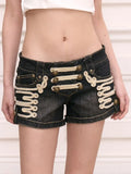  MQTIME  -  American Retro Old Washed Denim Shorts Women's Summer Spice Girls Knot Y2k Super Shorts