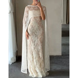 MQTIME  -  Women's High Low Floral Lace Sheer See Thru Cover-ups Summer Holiday O Neck Cape Blouse Female Jacekt Long Party Tops
