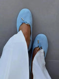MQTIME  -  High-Quality Soft Leather Ballet Flats Women Bow Tie Detail Round-Toe Slip-On Loafers Comfortable Soft Soles Suede Casual Shoes