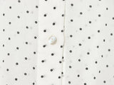  MQTIME  -  Elegant Women's Polka Dot Short Tulle Shirt Summer Lapel Long Sleeve Hem Drawstring Translucent Top Female Street Blouse