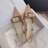 MQTIME  -  Bow Hollow High Heels Summer New Pointed Thin Heel Silk Toe Cap Women's Sandals