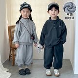  MQTIME  -  Children's Polar Fleece Suit for Boys and Girls Autumn and Winter Plus Fleece Boy's Two-piece Suit Sweater+Pant