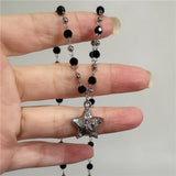 Mqtime Simple Trendy Star Hollow Choker Necklace Pendant Neck Jewelry Grunge Charm Accessories Women Men's Fashion Party Chain Necklace