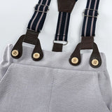 MQTIME  -  4Piece Sets Fall Newborn Boy Clothes Fashion Gentleman Cotton Long Sleeve Bodysuit+Pants+Straps+Hat Baby Luxury Clothing BC1566