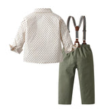 MQTIME  -  Autumn Children's Boys Long-sleeved Shirt Suspender Long Pants Gentleman Two-piece Set Toddler Baby Performance Clothing Suit