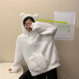 MQTIME  -  Autumn Winter Women Hoodies Solid Color Thicken Warm Jackets Casual Hooded Coats Zipper Sweatershirt Female Lamb Wool Outerwear