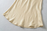 MQTIME  -  5 Colors Summer Elastic High Waist Bright Satin Skirt Women Feels Smooth A-line Short Skirts Femme Bottom Army Green Black Brown