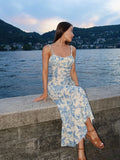 MQTIME  -  Straps Maxi Dresses For Women Fashion Sexy Streetwear Printed Sleeveless Slash Neck Sheath Long Vestidos Robes Female Slim Fit