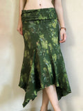 MQTIME  -  Mori Girl Style Low Waist Flower Print Irregular Vintage Folds High Strecth Skirts