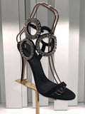 MQTIME  -  New Dress Wedding Shoes with One Word Water Diamond Fine Heel Roman Women's Sandals