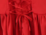 MQTIME  -  Sexy Women Satin Fold Chest Pad Bra Slash Shoulder Dress Corse Boning Low Waist Cross Lacing Up Back Ball Gown BUD Dresses Robe