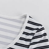 MQTIME  -  Women Casual Striped 2 Piece-Set Shorts Long Sleeve Crop Top High Waist Shorts Streetwear Fashion Outfits Female Sets New