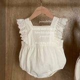  MQTIME  -  New Summer Newborn Baby Girl Romper Flying Sleeve Cotton Mesh Splicing Toddler Baby Girl Jumpsuit 0-24M Baby Girl Clothing