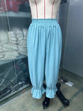 MQTIME  -  New Women Summer Casual Lantern Pants Fashion Falbala Ruffle Hem Elastic Waist Cotton Linen Blend Loose Fit Ladies Trousers