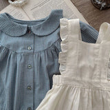 MQTIME  -  Autumn Newborn Baby Girls Clothes Bodysuit Single-breasted Peter Pan Collar Infant Girls One Piece Sweet Skirt Option Lace Gown