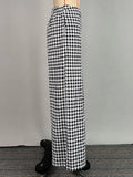 MQTIME  -  Women's High Waist Wide Leg Pants 2025 New Fashion Houndstooth Loose Urban Casual Full Length Trousers For Office Ladies