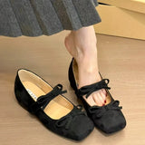 MQTIME  -  Women's Fashion Inner Increase Heel Shoes Spring New Square Head Shallow Mouth Suede Butterfly Knot Non-slip Heel Shoes