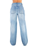  MQTIME  -  Women Jeans High Waist Wide Leg Pants with Pockets Fashion Casual Long Trousers