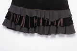  MQTIME  -  Chic Fashion Velvet Splicing High Waist Mini Skirts For Women New Ruffles Elegant Skirt Woman Y2k Night Club Party Skirts﻿ ﻿