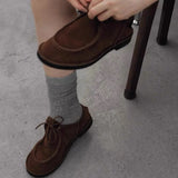 MQTIME  -  Women Shoes Nubuck Casual Flat Shoes Leather Single Shoes Ladies Walking Non Slip