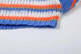  MQTIME  -  Fall Winter Striped Loose Knitted Pullover Sweaters Women Color Patchwork O Neck Long Sleeve Casual Jumpers Crop Tops