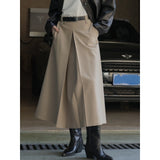 MQTIME  -  Spring Summer Korean High Waist Suit Feeling Half Skirt Pleated A-line Loose Thin Umbrella Skirt Women