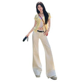  MQTIME  -  Spring New Hot Selling Slimming Design Horn Cut Cotton Solid Color Pants for Women