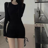 MQTIME  -  Women Summer Autumn Sexy Casual dress Fashion Elegent Black Long Sleeve Dress 2024