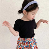 MQTIME  -  Girls' T-shirt backless lace short sleeved Top Summer Children's cotton all-match casual Tees