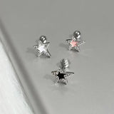 Mqtime Fashion Punk Zircon Star Titanium Steel Ear Stud Earring y2k Korean Sweet Cool Pentagram Ear bone Nail for Women Girls Jewelry