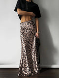 MQTIME  -  Women Elegant Long Leopard Skirt for Summer New Fashion Women Retro Floor Slim Skirts Women Long Leopard Print Skirts