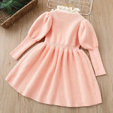 MQTIME  -  New Autumn Christmas Style Baby Girl Birthday Party Dress Kids Princess Dresses 2-6Yrs Children Knitted Clothes