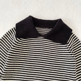  MQTIME  -  New autumn clothing for babies aged 0-3, striped lapel long sleeved polo shirts for boys and girls