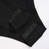 MQTIME  -  Sexy Ribbing Bodycon Jumpsuits for Woman Solid Color Long Sleeves Single Breasted Playsuits Rompers Female Streetwear