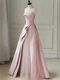 MQTIME  -  Pink Strapless Evening Dress Celebrity Banquet Party Dress Light Luxury Costume Engagement Dress Pink Patchwork Strapless Gown