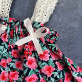 MQTIME  -  Baby Costume Girl Dresses Newborn Baby Girl Flower Cotton Printed Fabric Suspender Bib Set For Birthday Photography