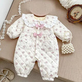 MQTIME  -  New Winter Toddler Baby Girl Thicken Warm Romper Long Sleeved Hooded Print Baby Jumpsuit Children Thicken Warm Clothes