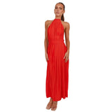 MQTIME  -  Summer New Fashion Small Fresh Shoulder Neck Lace-up Distinctive Backless Long Dress for Women Elegant Gown