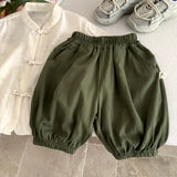  MQTIME  -  Boys Suit Spring and Summer New Childrens Wear Boys and Girls New Chinese Style Plate Button Shirt Shorts Two-piece Set