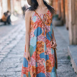 MQTIME  -  A-line Boho Dress Strapless Printed Summer Dress Femme Rayon Floral Straight Chic Maxi Dress Straps Holiday Vestidos