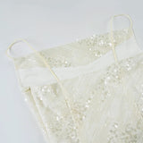 MQTIME  -  Sequins Ruffles Camisole Mini Dress Women Sexy Swinging Collar Spaghetti Straps Clubwear Birthday Party Dresses Y2K Streetwear