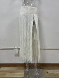 MQTIME  -  Long Tassel Hand Crochet Knitted Maxk Skirts Women Summer Fashion See Through Vacation Beach Cover Ups Long Skirt Holiday Bottom
