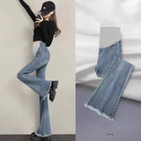 Mqtime Fashion Women's Jeans Maternal Leisure Boot Cut Pant Pregnancy Pants Slim Fit Plus Size Pregnant Pants Maternity Clothes Mother