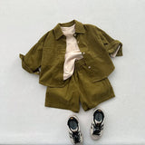  MQTIME  -  Autumn New Children Long Sleeve Shirts Cotton Girls Vintage Solid Coat Fashion Boys Casual Lapel Shirts Kids Clothes